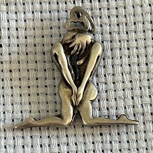 Sterling Silver Abstract Nude Figure Charm Pendant – Modernist Art